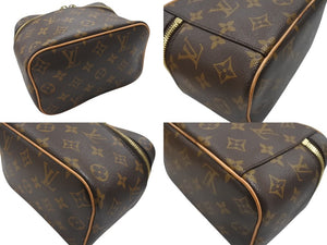 LOUIS VUITTON ルイヴィトン モノグラム ニース ミニ バニティバッグ ハンドバッグ M44495 ブラウン ゴールド金具 美品 中古 4b007178