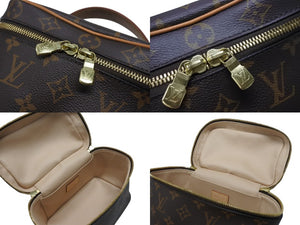 LOUIS VUITTON ルイヴィトン モノグラム ニース ミニ バニティバッグ ハンドバッグ M44495 ブラウン ゴールド金具 美品 中古 4b007178