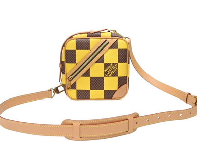 極美品 LOUIS VUITTON ルイヴィトン ダミエ ポップ チェス メッセンジャー ショルダーバッグ N40562 イエロー ブラウン ハンドバッグ ファレル 2023年 中古 4b007181