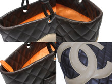 Load image into Gallery viewer, CHANEL シャネル カンボンライン ラージトートバッグ 9番台 A25169 ココマーク ラムスキン ブラウン ベージュ シルバー金具 美品 中古 4b007184