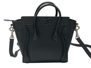 極美品 CELINE セリーヌ Luggage ラゲージ マイクロショッパー 2WAY ハンドバッグ ショルダーバッグ レザー ブラック 189793DRU 中古 4b007185
