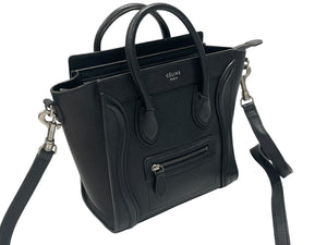 極美品 CELINE セリーヌ Luggage ラゲージ マイクロショッパー 2WAY ハンドバッグ ショルダーバッグ レザー ブラック 189793DRU 中古 4b007185