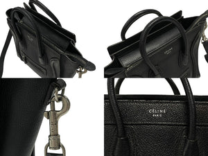 極美品 CELINE セリーヌ Luggage ラゲージ マイクロショッパー 2WAY ハンドバッグ ショルダーバッグ レザー ブラック 189793DRU 中古 4b007185