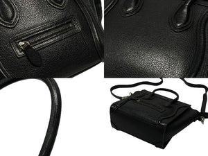 極美品 CELINE セリーヌ Luggage ラゲージ マイクロショッパー 2WAY ハンドバッグ ショルダーバッグ レザー ブラック 189793DRU 中古 4b007185