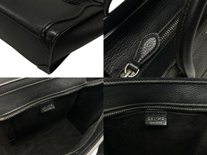 極美品 CELINE セリーヌ Luggage ラゲージ マイクロショッパー 2WAY ハンドバッグ ショルダーバッグ レザー ブラック 189793DRU 中古 4b007185