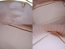 Load image into Gallery viewer, 極美品 LOUIS VUITTON 新型 ルイヴィトン ネヴァーフルMM ローズバレリーヌ ハンドバッグ N40603 ダミエアズールキャンバス ホワイト 中古 4b007187