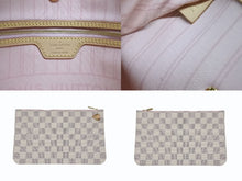 Load image into Gallery viewer, 極美品 LOUIS VUITTON 新型 ルイヴィトン ネヴァーフルMM ローズバレリーヌ ハンドバッグ N40603 ダミエアズールキャンバス ホワイト 中古 4b007187