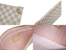 Load image into Gallery viewer, 極美品 LOUIS VUITTON 新型 ルイヴィトン ネヴァーフルMM ローズバレリーヌ ハンドバッグ N40603 ダミエアズールキャンバス ホワイト 中古 4b007187