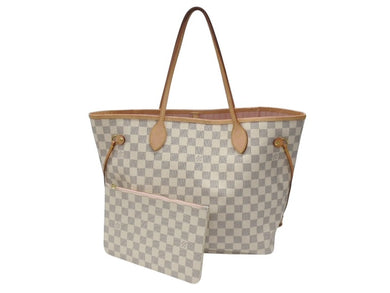 極美品 LOUIS VUITTON 新型 ルイヴィトン ネヴァーフルMM ローズバレリーヌ ハンドバッグ N40603 ダミエアズールキャンバス ホワイト 中古 4b007187