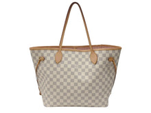 Load image into Gallery viewer, 極美品 LOUIS VUITTON 新型 ルイヴィトン ネヴァーフルMM ローズバレリーヌ ハンドバッグ N40603 ダミエアズールキャンバス ホワイト 中古 4b007187