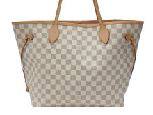 Load image into Gallery viewer, 極美品 LOUIS VUITTON 新型 ルイヴィトン ネヴァーフルMM ローズバレリーヌ ハンドバッグ N40603 ダミエアズールキャンバス ホワイト 中古 4b007187