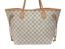 Load image into Gallery viewer, 極美品 LOUIS VUITTON 新型 ルイヴィトン ネヴァーフルMM ローズバレリーヌ ハンドバッグ N40603 ダミエアズールキャンバス ホワイト 中古 4b007187