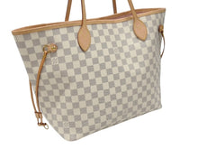 Load image into Gallery viewer, 極美品 LOUIS VUITTON 新型 ルイヴィトン ネヴァーフルMM ローズバレリーヌ ハンドバッグ N40603 ダミエアズールキャンバス ホワイト 中古 4b007187