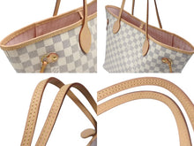 Load image into Gallery viewer, 極美品 LOUIS VUITTON 新型 ルイヴィトン ネヴァーフルMM ローズバレリーヌ ハンドバッグ N40603 ダミエアズールキャンバス ホワイト 中古 4b007187