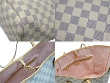Load image into Gallery viewer, 極美品 LOUIS VUITTON 新型 ルイヴィトン ネヴァーフルMM ローズバレリーヌ ハンドバッグ N40603 ダミエアズールキャンバス ホワイト 中古 4b007187
