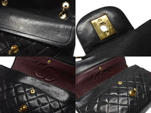 CHANEL シャネル マトラッセ25 Wフラップ Wチェーンショルダーバッグ 5番台 A1112 ラムスキン ブラック シルバー金具 美品 中古 4b007192