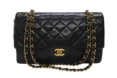 CHANEL シャネル マトラッセ25 Wフラップ Wチェーンショルダーバッグ 5番台 A1112 ラムスキン ブラック シルバー金具 美品 中古 4b007192