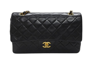 CHANEL シャネル マトラッセ25 Wフラップ Wチェーンショルダーバッグ 5番台 A1112 ラムスキン ブラック シルバー金具 美品 中古 4b007192