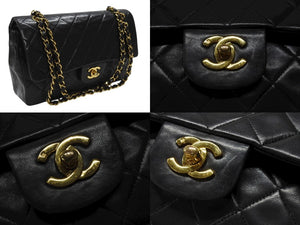 CHANEL シャネル マトラッセ25 Wフラップ Wチェーンショルダーバッグ 5番台 A1112 ラムスキン ブラック シルバー金具 美品 中古 4b007192