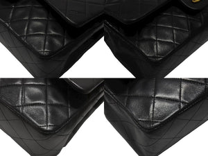 CHANEL シャネル マトラッセ25 Wフラップ Wチェーンショルダーバッグ 5番台 A1112 ラムスキン ブラック シルバー金具 美品 中古 4b007192