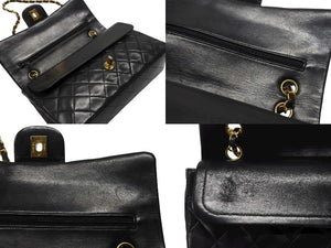 CHANEL シャネル マトラッセ25 Wフラップ Wチェーンショルダーバッグ 5番台 A1112 ラムスキン ブラック シルバー金具 美品 中古 4b007192