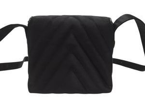 極美品 CHANEL シャネル シェブロン Vステッチ 2way クラッチ ミニ ショルダーバッグ サテン ブラック 中古 4b007194