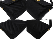 Load image into Gallery viewer, 極美品 CHANEL シャネル シェブロン Vステッチ 2way クラッチ ミニ ショルダーバッグ サテン ブラック 中古 4b007194