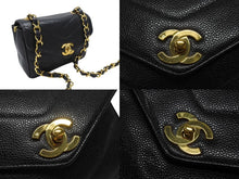 Load image into Gallery viewer, 極美品 CHANEL シャネル Vステッチ チェーンショルダーバッグ 3番台 AO1115 キャビアスキン ココマーク ブラック ゴールド金具 中古 4b007195
