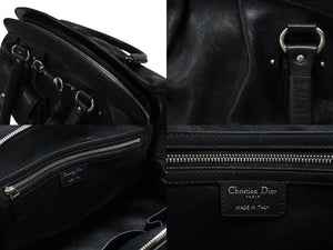 極美品 CHRISTIAN DIOR クリスチャンディオール ハンドバッグ 12-BO-0037 イタリア製 レザー ブラック シルバー金具 中古 4b007197
