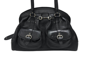極美品 CHRISTIAN DIOR クリスチャンディオール ハンドバッグ 12-BO-0037 イタリア製 レザー ブラック シルバー金具 中古 4b007197