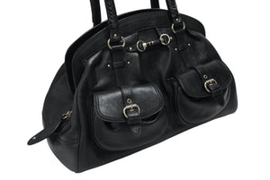 極美品 CHRISTIAN DIOR クリスチャンディオール ハンドバッグ 12-BO-0037 イタリア製 レザー ブラック シルバー金具 中古 4b007197