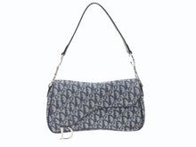Load image into Gallery viewer, 極美品 CHRISTIAN DIOR クリスチャンディオール トロッターライン サドルバッグ ワンショルダーバッグ ネイビー シルバー金具 中古 4b007198