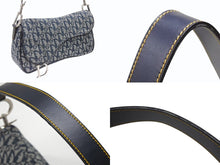 Load image into Gallery viewer, 極美品 CHRISTIAN DIOR クリスチャンディオール トロッターライン サドルバッグ ワンショルダーバッグ ネイビー シルバー金具 中古 4b007198