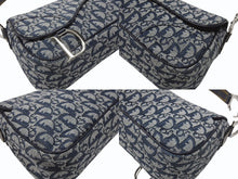 Load image into Gallery viewer, 極美品 CHRISTIAN DIOR クリスチャンディオール トロッターライン サドルバッグ ワンショルダーバッグ ネイビー シルバー金具 中古 4b007198