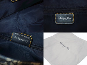 極美品 CHRISTIAN DIOR クリスチャンディオール トロッターライン サドルバッグ ワンショルダーバッグ ネイビー シルバー金具 中古 4b007198