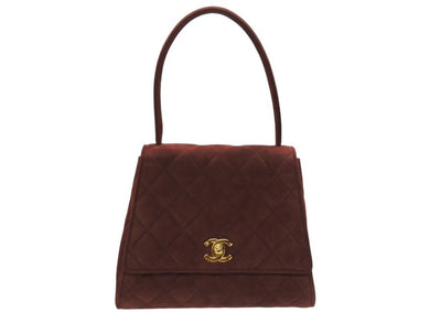 極美品 CHANEL シャネル トップハンドル ハンドバッグ 3番台 ベルベット ココマーク ブラウン系 ゴールド金具 中古 4b007200