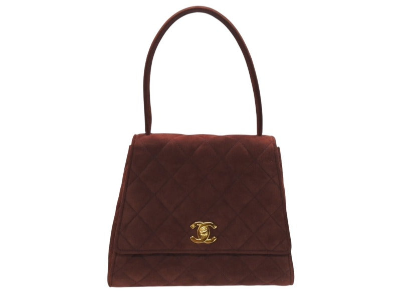 極美品 CHANEL シャネル トップハンドル ハンドバッグ 3番台 ベルベット ココマーク ブラウン系 ゴールド金具 中古 4b007200