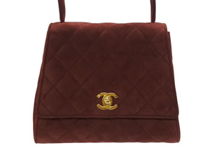 極美品 CHANEL シャネル トップハンドル ハンドバッグ 3番台 ベルベット ココマーク ブラウン系 ゴールド金具 中古 4b007200
