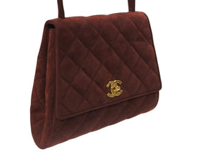 極美品 CHANEL シャネル トップハンドル ハンドバッグ 3番台 ベルベット ココマーク ブラウン系 ゴールド金具 中古 4b007200