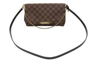 新品同様 LOUIS VUITTON ルイヴィトン ショルダーバッグ フェイボリットMM ダミエ N41129 ブラウン ゴールド金具 中古 4b007205