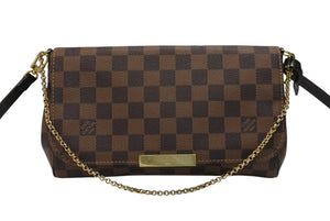 新品同様 LOUIS VUITTON ルイヴィトン ショルダーバッグ フェイボリットMM ダミエ N41129 ブラウン ゴールド金具 中古 4b007205