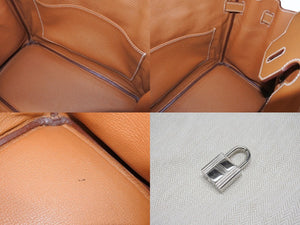 極美品 HERMES エルメス バーキン30 ハンドバッグ ヴォーエプソン ゴールド シルバー金具 ☐M刻印 中古 4b007208