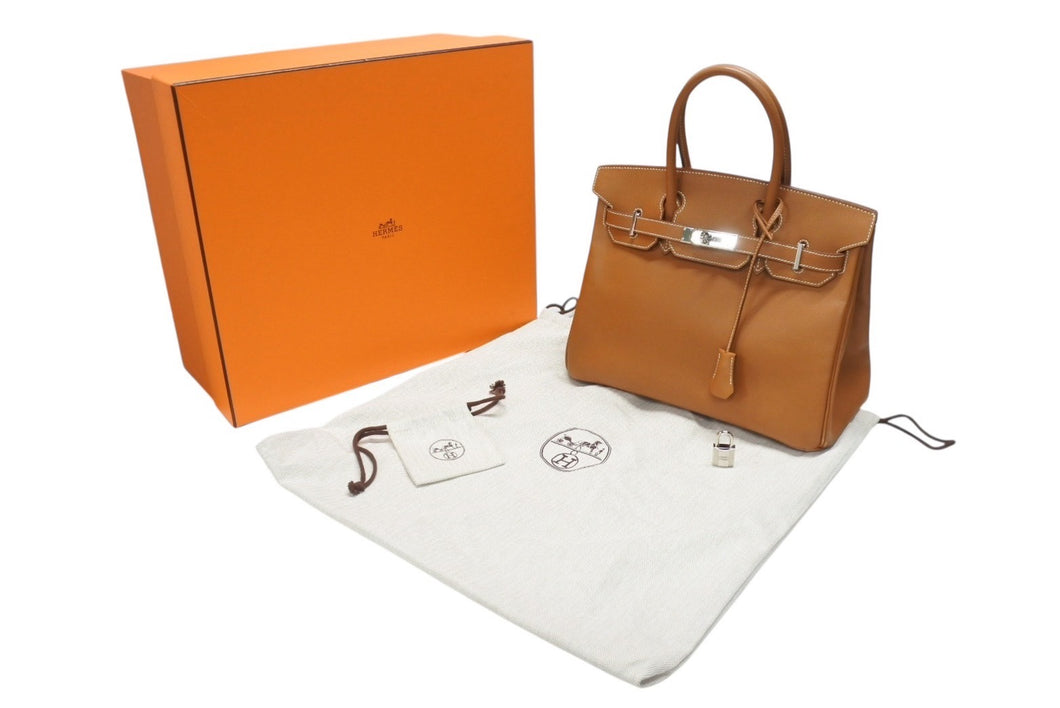 極美品 HERMES エルメス バーキン30 ハンドバッグ ヴォーエプソン ゴールド シルバー金具 ☐M刻印 中古 4b007208