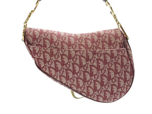 CHRISTIAN DIOR クリスチャンディオール サドルバッグ ガリアーノ期 ハンドバッグ トロッター柄 レザー レッド ゴールド金具 美品 中古 4b007209