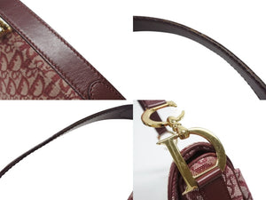 CHRISTIAN DIOR クリスチャンディオール サドルバッグ ガリアーノ期 ハンドバッグ トロッター柄 レザー レッド ゴールド金具 美品 中古 4b007209