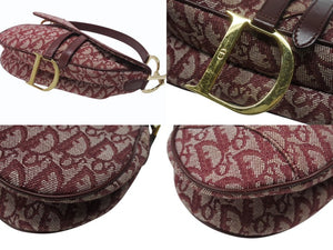 CHRISTIAN DIOR クリスチャンディオール サドルバッグ ガリアーノ期 ハンドバッグ トロッター柄 レザー レッド ゴールド金具 美品 中古 4b007209