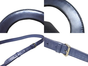 CHRISTIAN DIOR クリスチャンディオール マイクロ レディディオール マイクロカナージュ メタリックブルー シルバー金具 美品 中古 4b007211