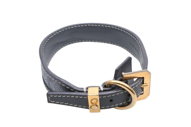 GOYARD ゴヤール フランクリン ペット用首輪 ARR020133 ゴヤールディンキャンバス クラムシーカウハイド パラジウム グレー サイズ32 美品 中古 4b007213