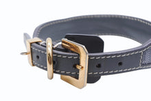 Load image into Gallery viewer, GOYARD ゴヤール フランクリン ペット用首輪 ARR020133 ゴヤールディンキャンバス クラムシーカウハイド パラジウム グレー サイズ32 美品 中古 4b007213