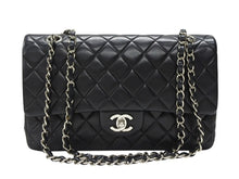 Load image into Gallery viewer, 極美品 CHANEL シャネル マトラッセ25 Wフラップ Wチェーンショルダーバッグ ココマーク 7番台 ラムスキン ブラック シルバー金具 中古 4b007214